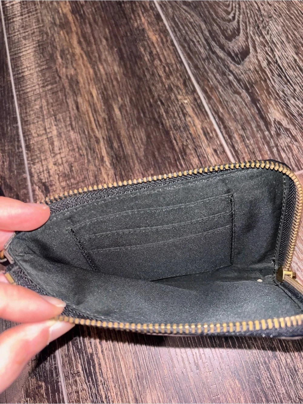 Fossil Black Leather Zip Wristlet